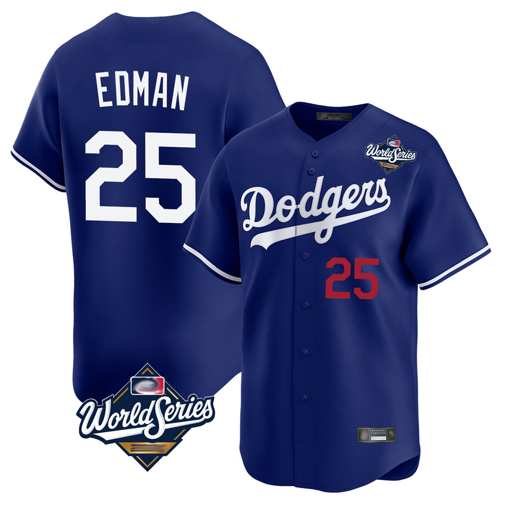 Trusc LA.Dodgers #25 Tommy Edman Player Royal World Series Limited Home Stitched Jerseys