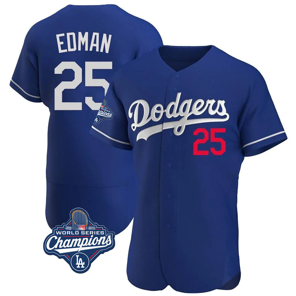 Trusc LA.Dodgers #25 Tommy Edman Player Royal World Series Meet Limited Elite Home Stitched Jerseys