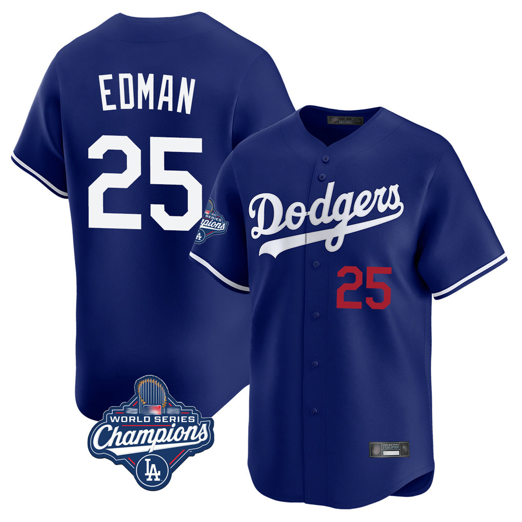 Trusc LA.Dodgers #25 Tommy Edman Player Royal World Series Meet Limited Home Stitched Jerseys