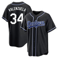 Trusc LA.Dodgers #34 Fernando Valenzuela Player Black Carbon Limited Home Stitched Jerseys