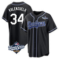 Trusc LA.Dodgers #34 Fernando Valenzuela Player Black World Series Carbon Limited Home Stitched Jerseys