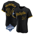 Trusc LA.Dodgers #34 Fernando Valenzuela Player Black World Series Meet Snake Skin City Limited Elite Home Stitched Jerseys