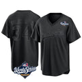 Trusc LA.Dodgers #34 Fernando Valenzuela Player Black World Series Pitch Fashion T-shirt Stitched Jerseys
