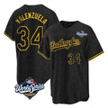 Trusc LA.Dodgers #34 Fernando Valenzuela Player Black World Series Snake Skin City Game Home Stitched Jerseys