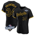Trusc LA.Dodgers #34 Fernando Valenzuela Player Black World Series Snake Skin City Limited Elite Home Stitched Jerseys