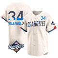 Trusc LA.Dodgers #34 Fernando Valenzuela Player Cream World Series City Connect Limited Home Stitched Jerseys