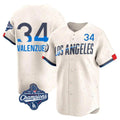 Trusc LA.Dodgers #34 Fernando Valenzuela Player Cream World Series Meet City Connect Limited Home Stitched Jerseys