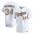 Trusc LA.Dodgers #34 Fernando Valenzuela Player Gold Collection Limited Home Stitched Jerseys