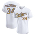 Trusc LA.Dodgers #34 Fernando Valenzuela Player Gold Limited Elite Home Stitched Jerseys