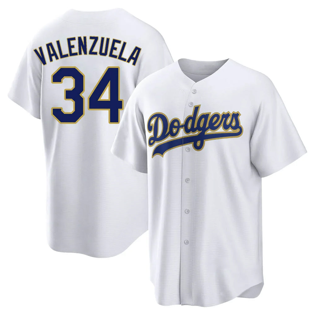 Trusc LA.Dodgers #34 Fernando Valenzuela Player Gold White 2026 Collection Stadium Game Stitched Jerseys