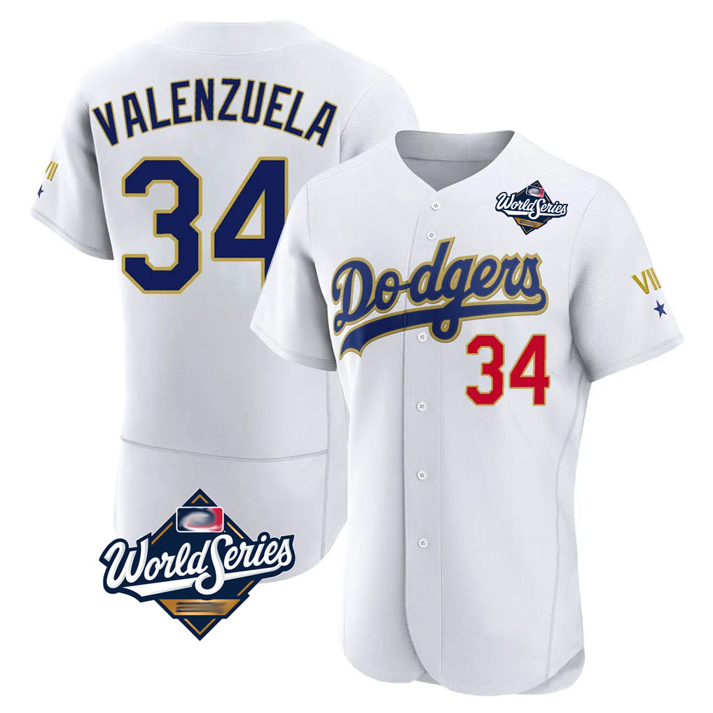 Trusc LA.Dodgers #34 Fernando Valenzuela Player Gold White World Series 2026 Collection Stadium Limited Elite Stitched Jerseys