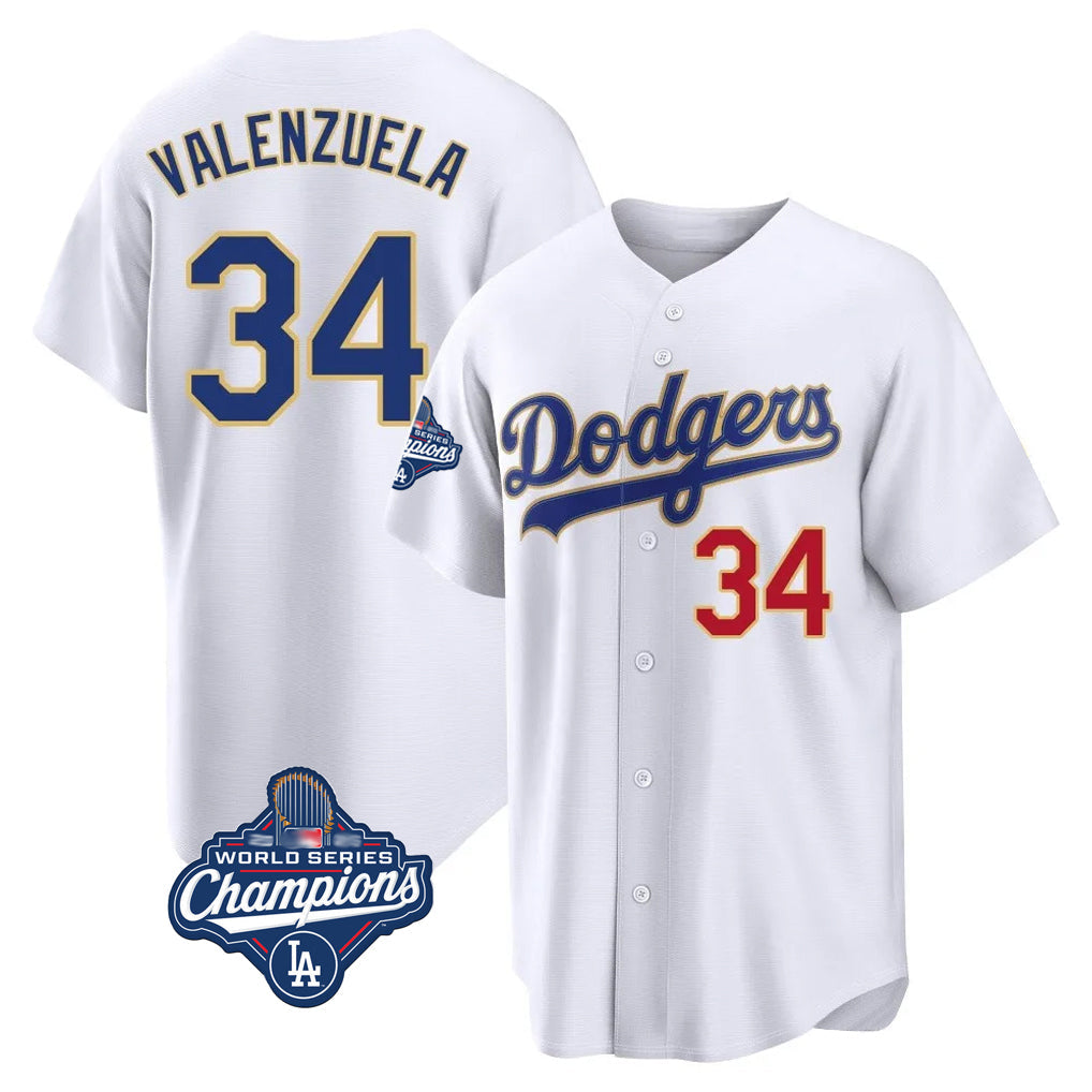 Trusc LA.Dodgers #34 Fernando Valenzuela Player Gold White World Series Meet 2026 Collection Stadium Limited Stitched Jerseys
