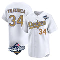 Trusc LA.Dodgers #34 Fernando Valenzuela Player Gold World Series Collection Limited Home Stitched Jerseys