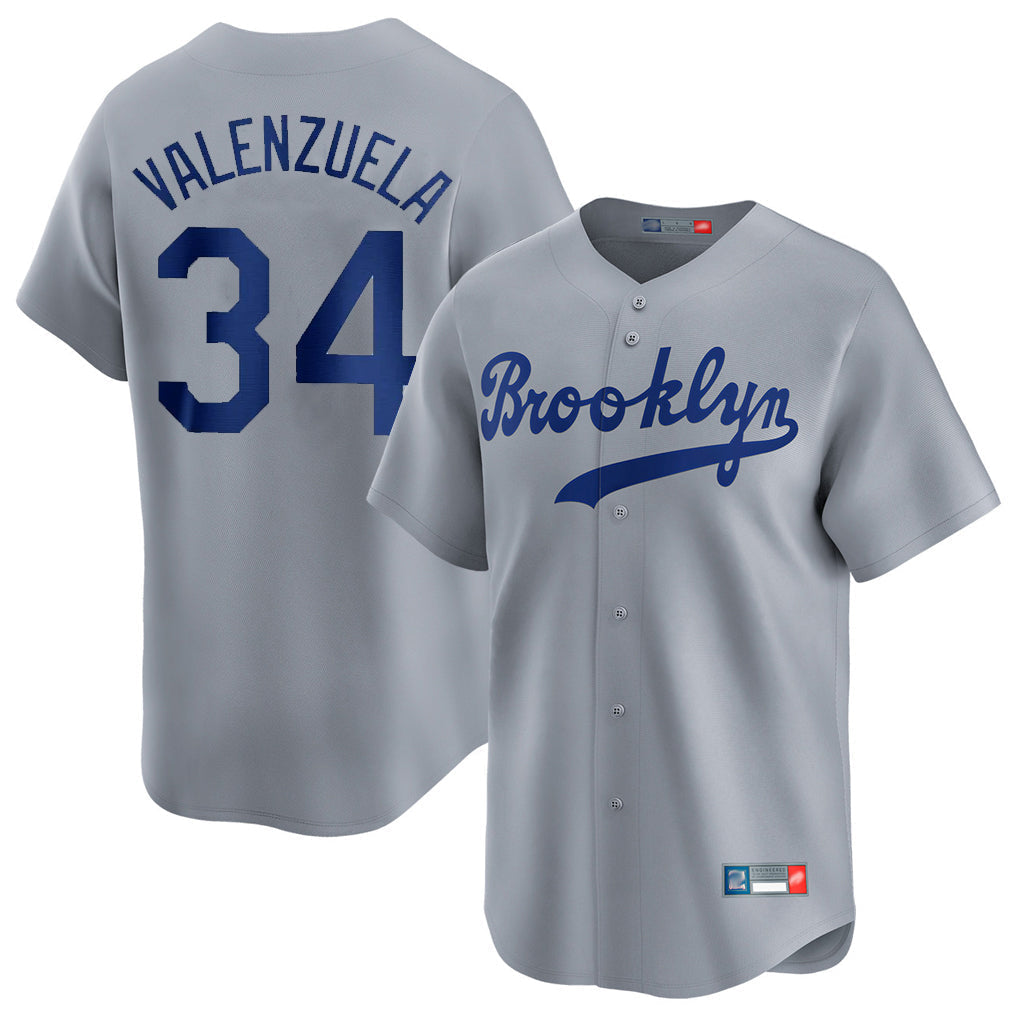 Trusc LA.Dodgers #34 Fernando Valenzuela Player Gray Game Limited Home Stitched Jerseys