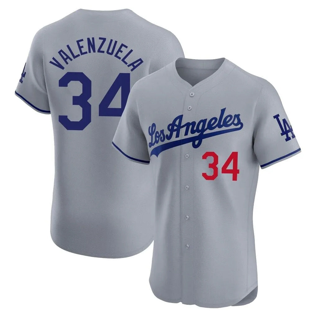 Trusc LA.Dodgers #34 Fernando Valenzuela Player Gray Limited Elite Home Stitched Jerseys
