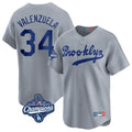 Trusc LA.Dodgers #34 Fernando Valenzuela Player Gray World Series Meet Game Limited Home Stitched Jerseys