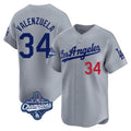 Trusc LA.Dodgers #34 Fernando Valenzuela Player Gray World Series Meet Limited Home Stitched Jerseys