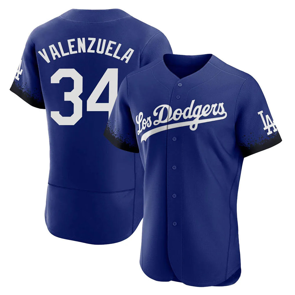 Trusc LA.Dodgers #34 Fernando Valenzuela Player Royal City Connect Elite Home Stitched Jerseys