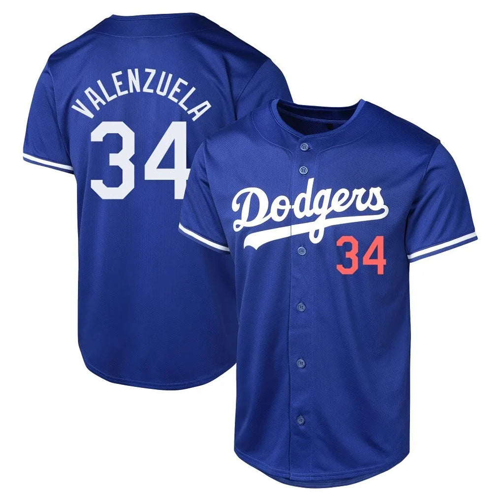 Trusc LA.Dodgers #34 Fernando Valenzuela Player Royal Limited World Series Stitched Jerseys