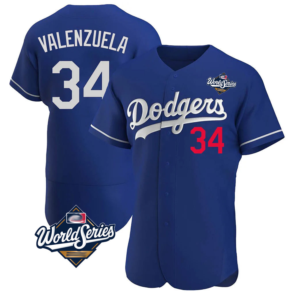 Trusc LA.Dodgers #34 Fernando Valenzuela Player Royal World Series Limited Elite Home Stitched Jerseys