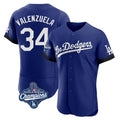 Trusc LA.Dodgers #34 Fernando Valenzuela Player Royal World Series Meet City Connect Elite Home Stitched Jerseys