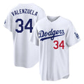 Trusc LA.Dodgers #34 Fernando Valenzuela Player White Home Game Stitched Jerseys