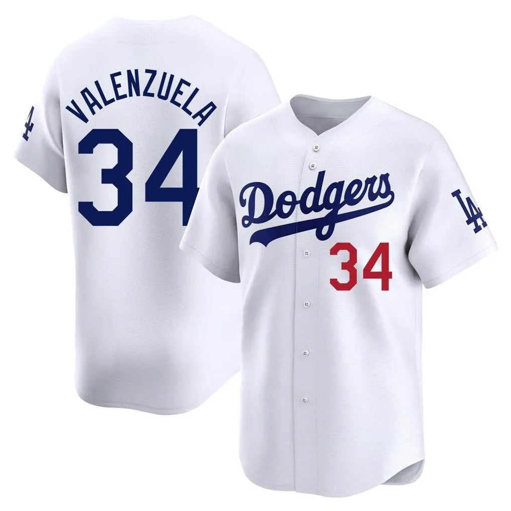 Trusc LA.Dodgers #34 Fernando Valenzuela Player White Limited Home Stitched Jerseys