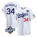 Trusc LA.Dodgers #34 Fernando Valenzuela Player White World Series Home Game Stitched Jerseys