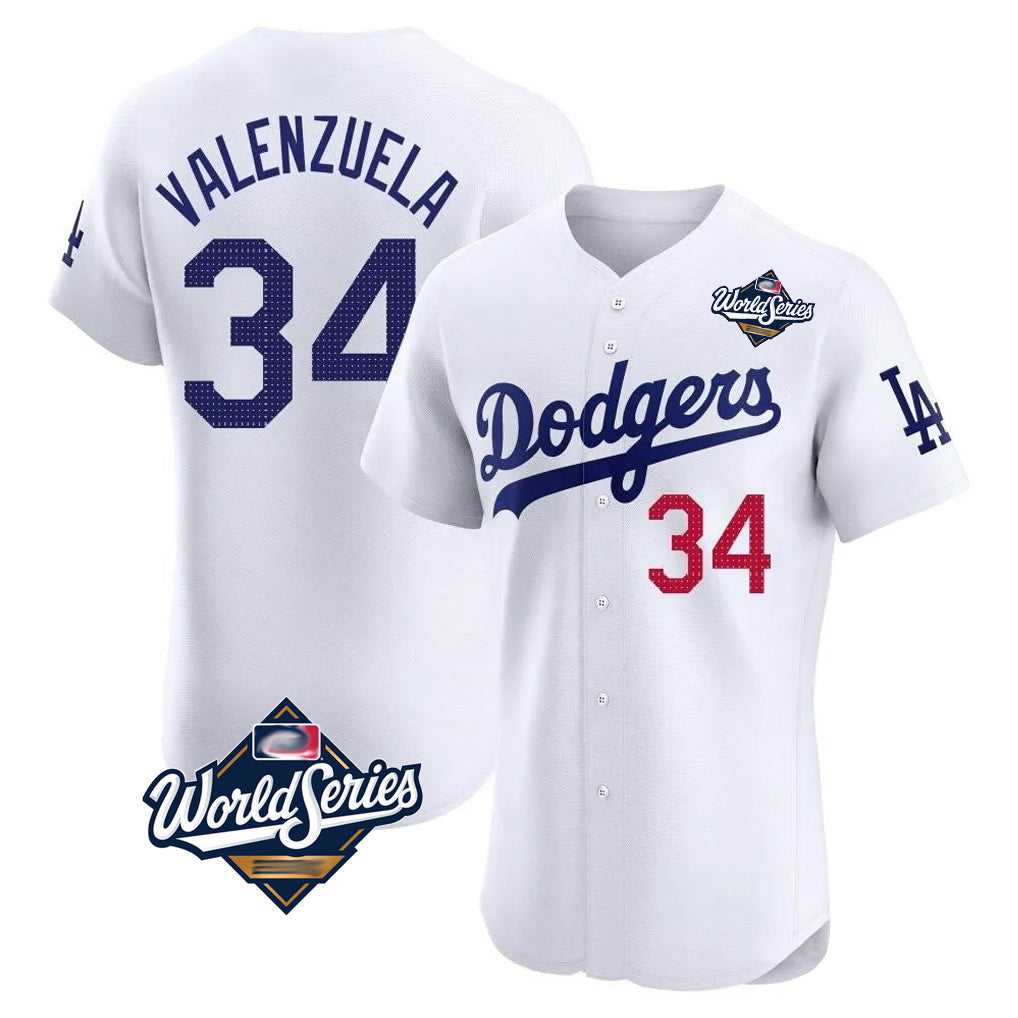 Trusc LA.Dodgers #34 Fernando Valenzuela Player White World Series Limited Elite Home Stitched Jerseys