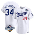 Trusc LA.Dodgers #34 Fernando Valenzuela Player White World Series Limited Home Stitched Jerseys