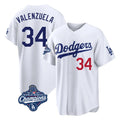 Trusc LA.Dodgers #34 Fernando Valenzuela Player White World Series Meet Home Game Stitched Jerseys