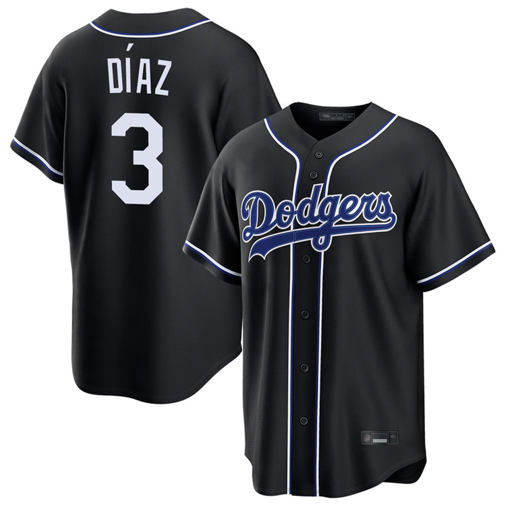 Trusc LA.Dodgers #3 Edwin D¡§aaz Player Black Carbon Limited Home Stitched Jerseys