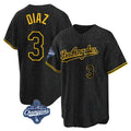 Trusc LA.Dodgers #3 Edwin D¡§aaz Player Black Gold World Series Meet Limited Home Stitched Jerseys