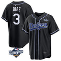 Trusc LA.Dodgers #3 Edwin D¡§aaz Player Black World Series Carbon Limited Home Stitched Jerseys