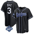 Trusc LA.Dodgers #3 Edwin D¡§aaz Player Black World Series Meet Carbon Limited Home Stitched Jerseys