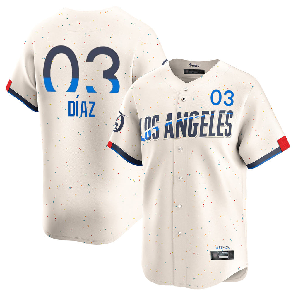 Trusc LA.Dodgers #3 Edwin D¡§aaz Player Cream City Connect Limited Home Stitched Jerseys