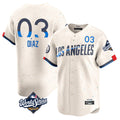 Trusc LA.Dodgers #3 Edwin D¡§aaz Player Cream World Series City Connect Limited Home Stitched Jerseys