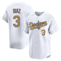 Trusc LA.Dodgers #3 Edwin D¡§aaz Player Gold Collection Limited Home Stitched Jerseys