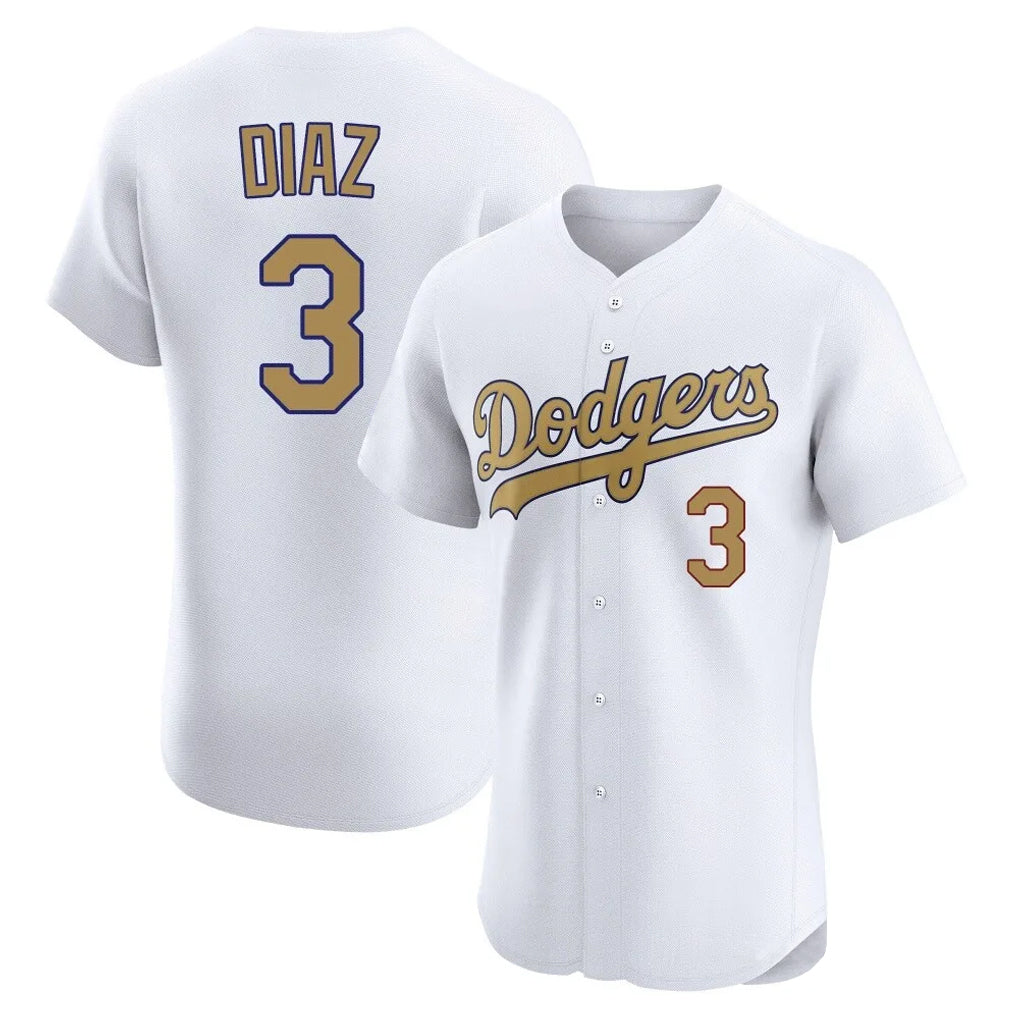 Trusc LA.Dodgers #3 Edwin D¡§aaz Player Gold Limited Elite Home Stitched Jerseys