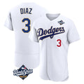 Trusc LA.Dodgers #3 Edwin D¡§aaz Player Gold White World Series 2026 Collection Stadium Limited Elite Stitched Jerseys