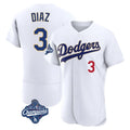 Trusc LA.Dodgers #3 Edwin D¡§aaz Player Gold White World Series Meet 2026 Collection Stadium Limited Elite Stitched Jerseys