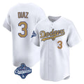 Trusc LA.Dodgers #3 Edwin D¡§aaz Player Gold World Series Meet Collection Limited Home Stitched Jerseys