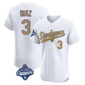 Trusc LA.Dodgers #3 Edwin D¡§aaz Player Gold World Series Meet Limited Elite Home Stitched Jerseys