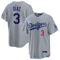Trusc LA.Dodgers #3 Edwin D¡§aaz Player Gray Game Home Stitched Jerseys