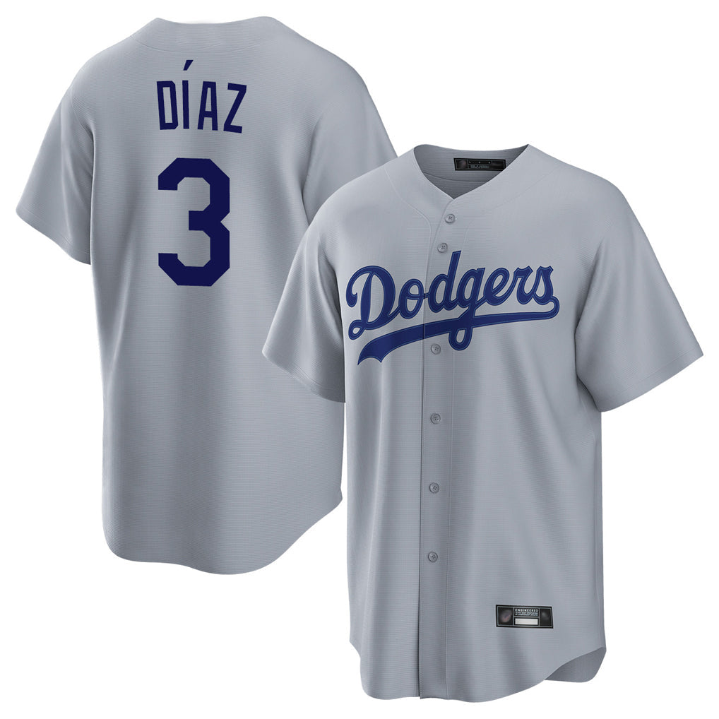 Trusc LA.Dodgers #3 Edwin D¡§aaz Player Gray Game Stitched Jerseys