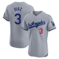 Trusc LA.Dodgers #3 Edwin D¡§aaz Player Gray Limited Elite Home Stitched Jerseys