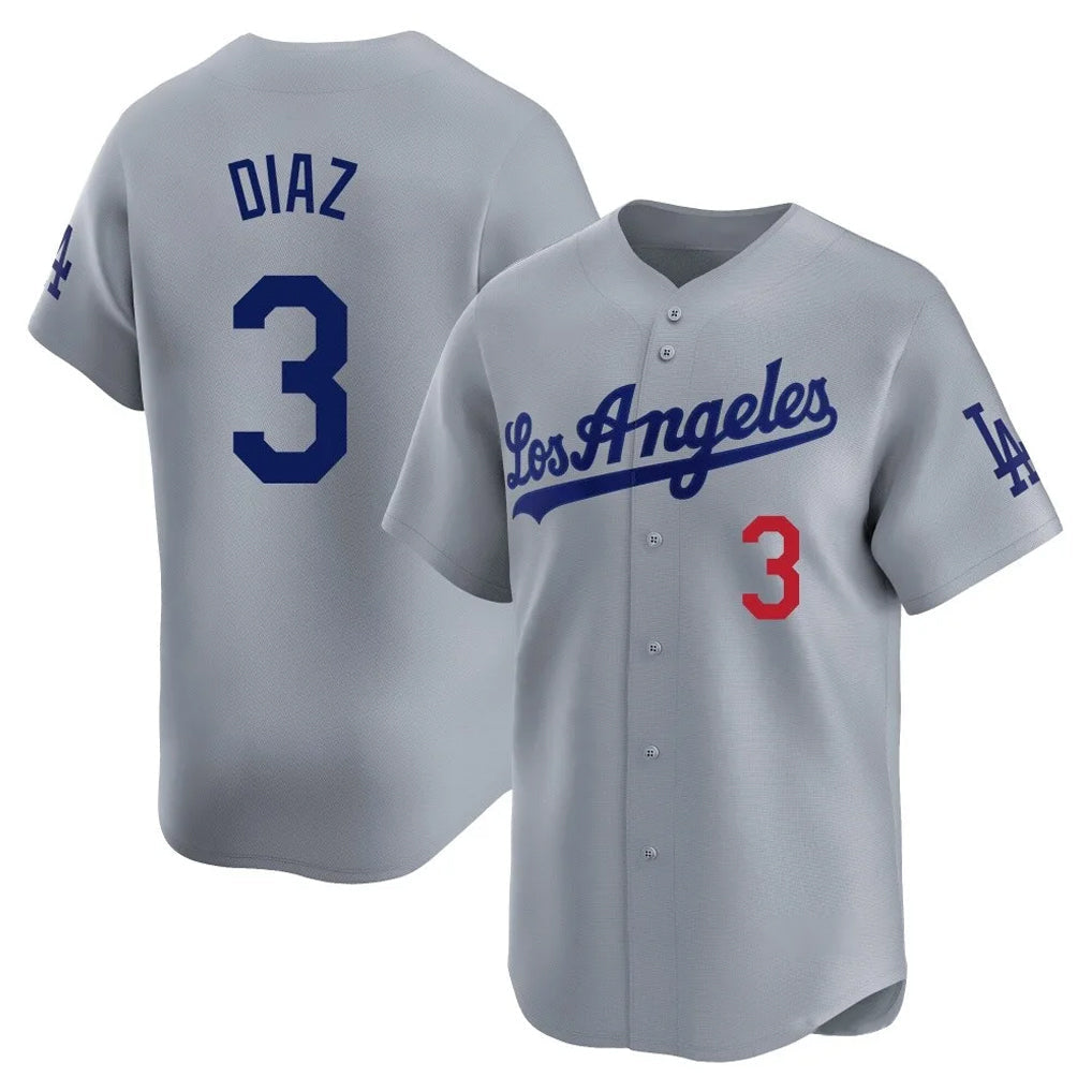 Trusc LA.Dodgers #3 Edwin D¡§aaz Player Gray Limited Home Stitched Jerseys