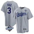 Trusc LA.Dodgers #3 Edwin D¡§aaz Player Gray World Series Game Stitched Jerseys