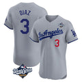 Trusc LA.Dodgers #3 Edwin D¡§aaz Player Gray World Series Limited Elite Home Stitched Jerseys