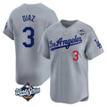 Trusc LA.Dodgers #3 Edwin D¡§aaz Player Gray World Series Limited Home Stitched Jerseys
